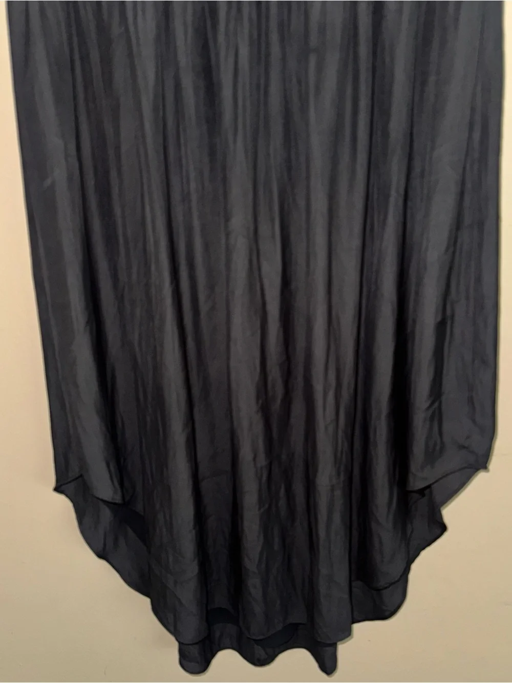 RAMY BROOK Black V Neck Smock Waist Midi Flutter Sleeve Satin Dress Size L